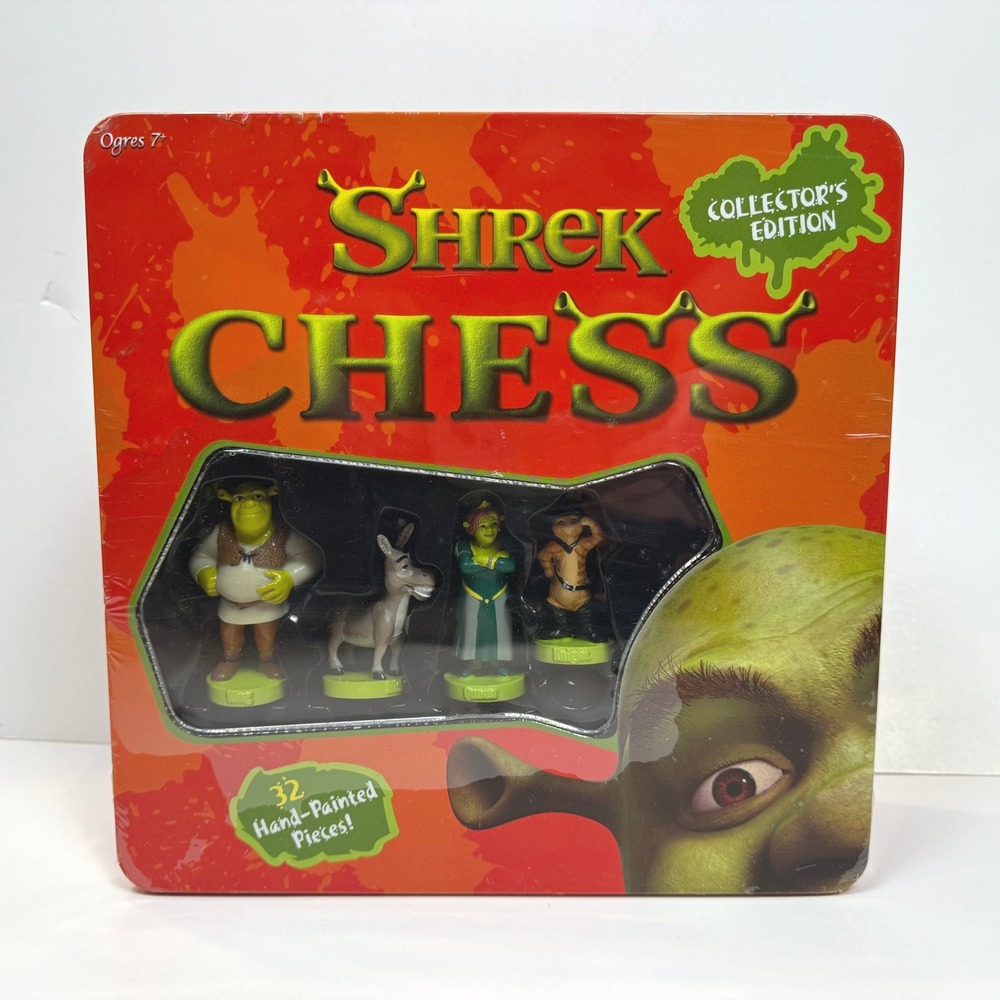 NEW Shrek Chess Collector's Edition Tin Dreamworks Hand Painted Sealed Vintage
